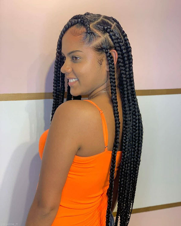 Long Box Braids Hairstyles For Black Women